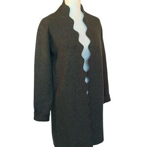 Belldini Coatigan 3/4 Cardigan Long Sweater Duster Scalloped Edge OliveGreen S/M